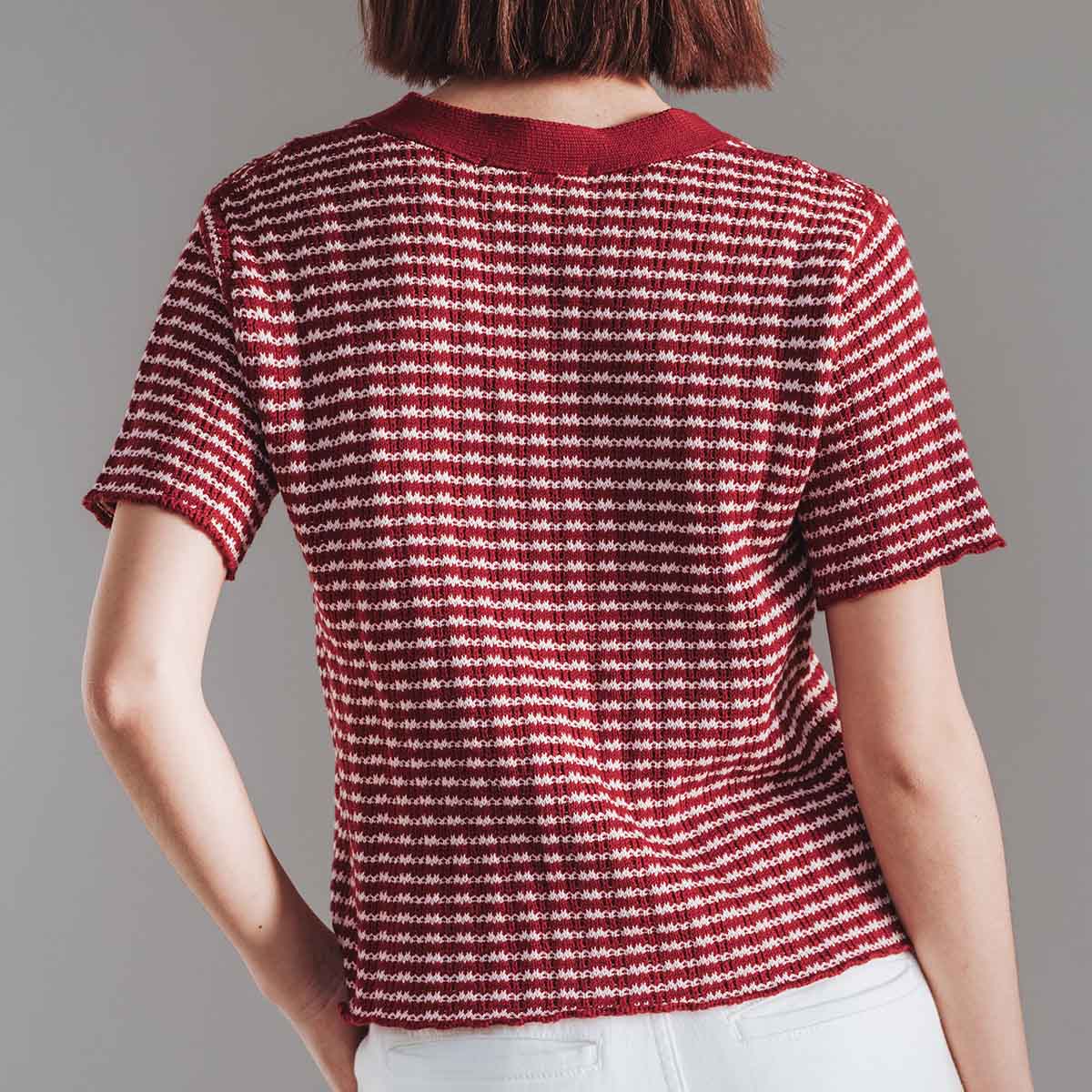 The Beach House Cardigan Cherry Stripe