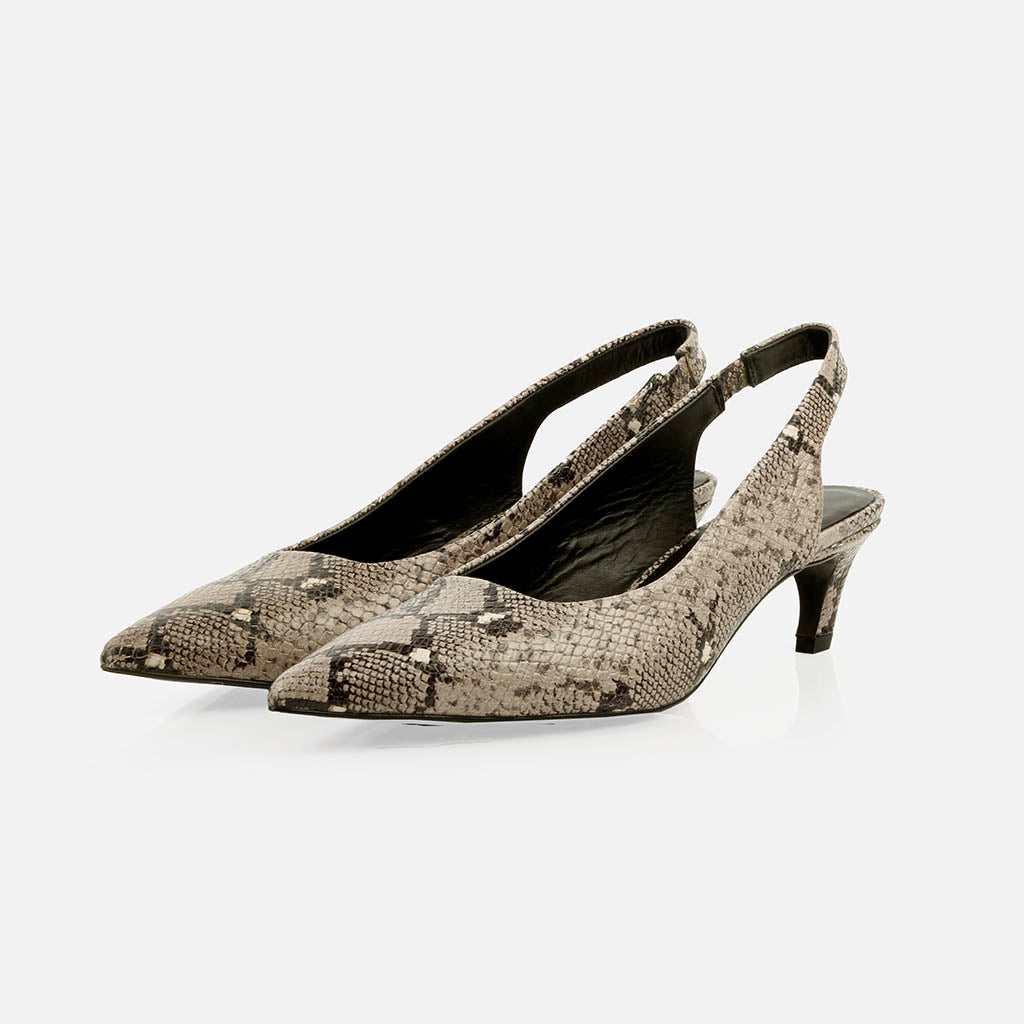 The Claire Slingback Taupe Snake