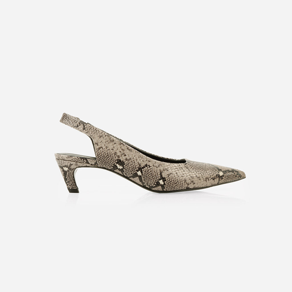 The Claire Slingback Taupe Snake