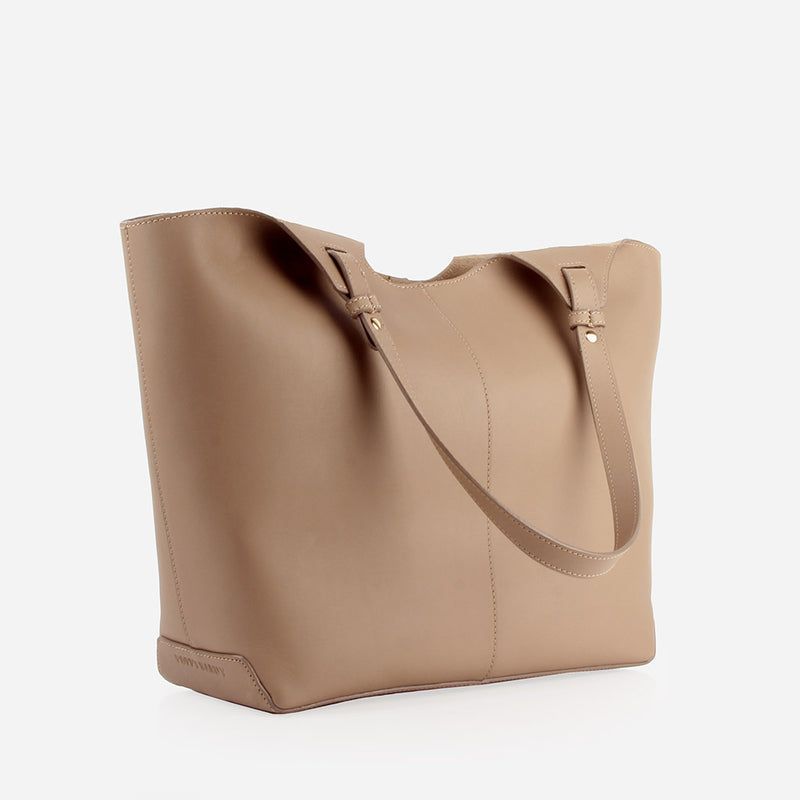 The Lisboa Tote + Laptop Sleeve Set Biscotti