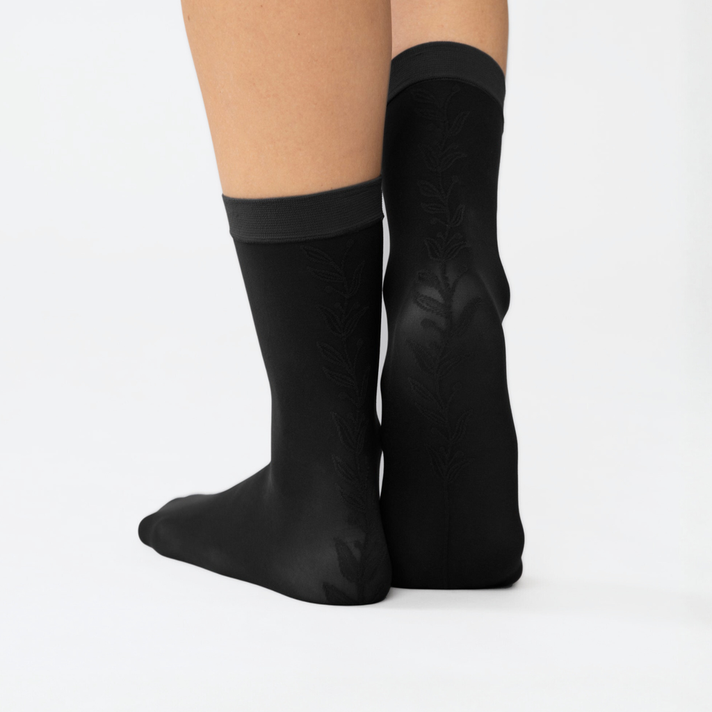 Rachel Sheer Sock Black Vine Sheer Black