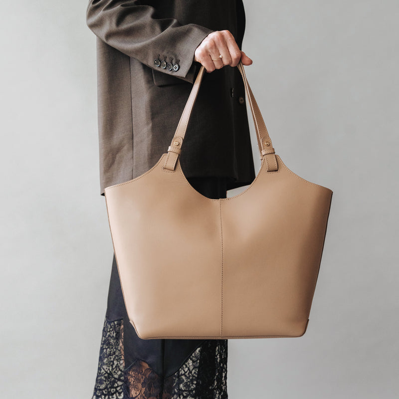 The Lisboa Tote + Laptop Sleeve Set Biscotti