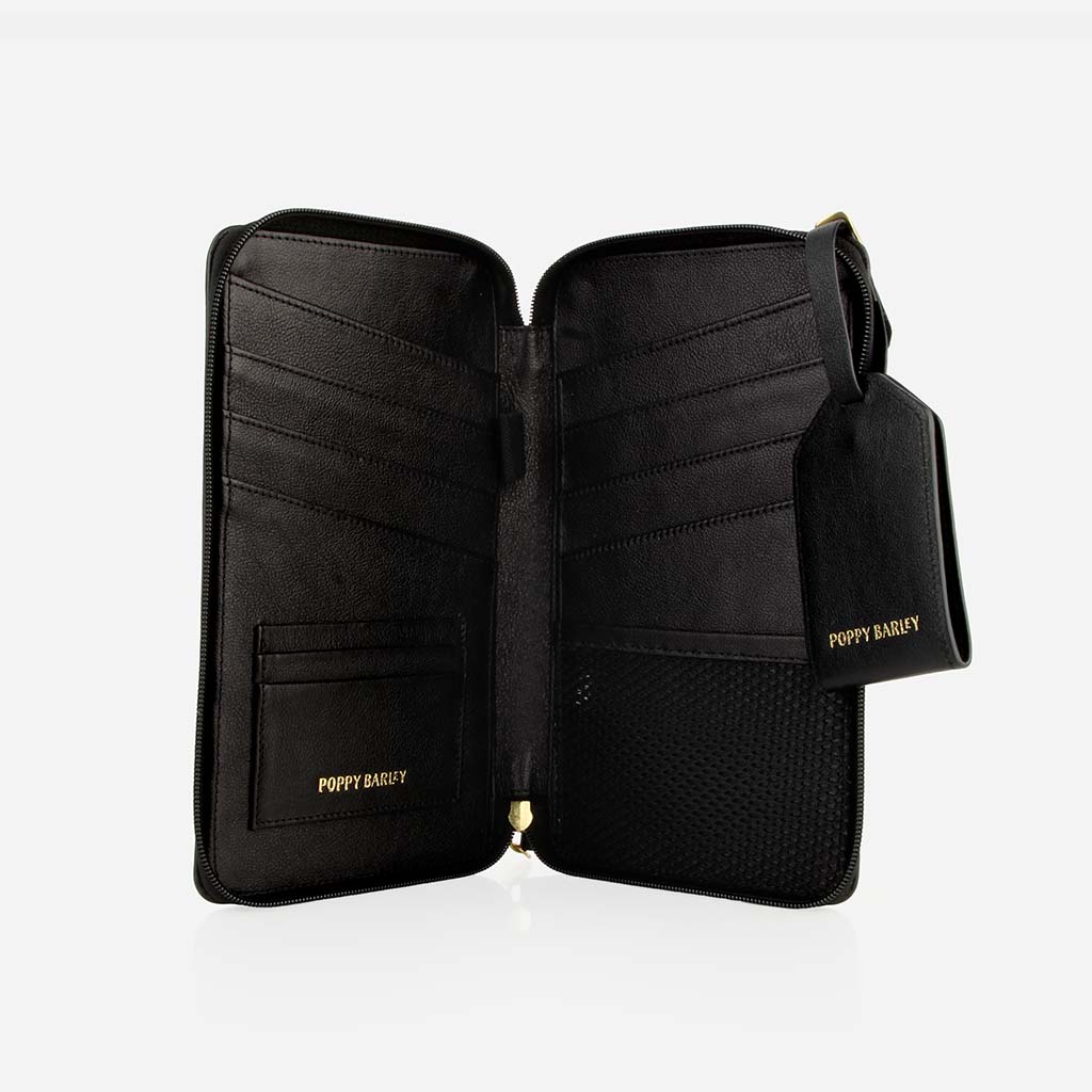 The Six Person Passport holder & Slim Luggage Tag Set Black