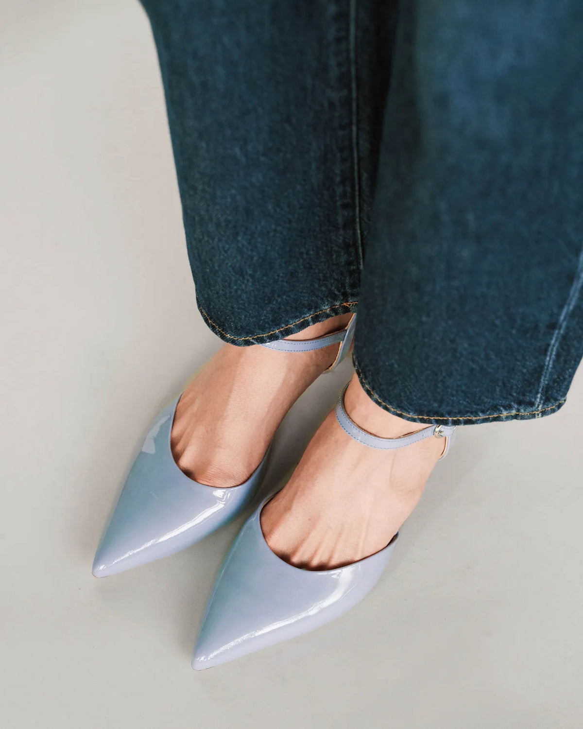 The Claire Kitten Heel Horizon Blue Patent