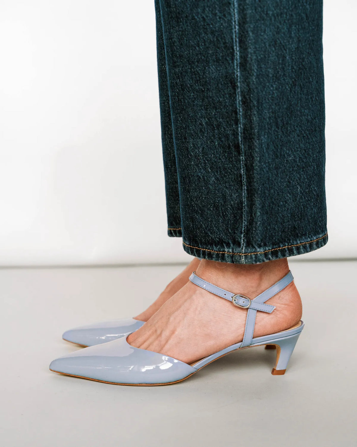 The Claire Kitten Heel Horizon Blue Patent