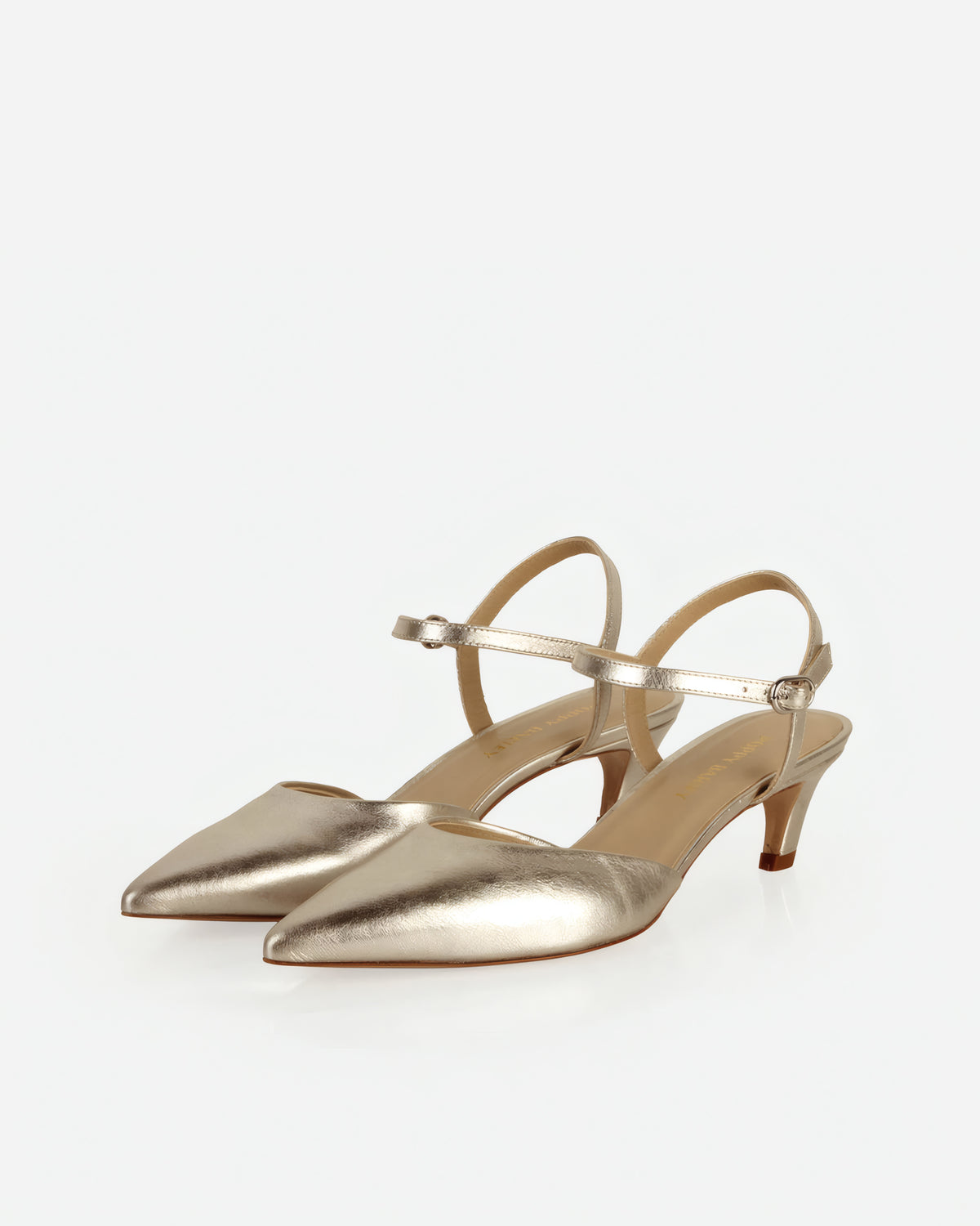 The Claire Kitten Heel Silver Crinkle