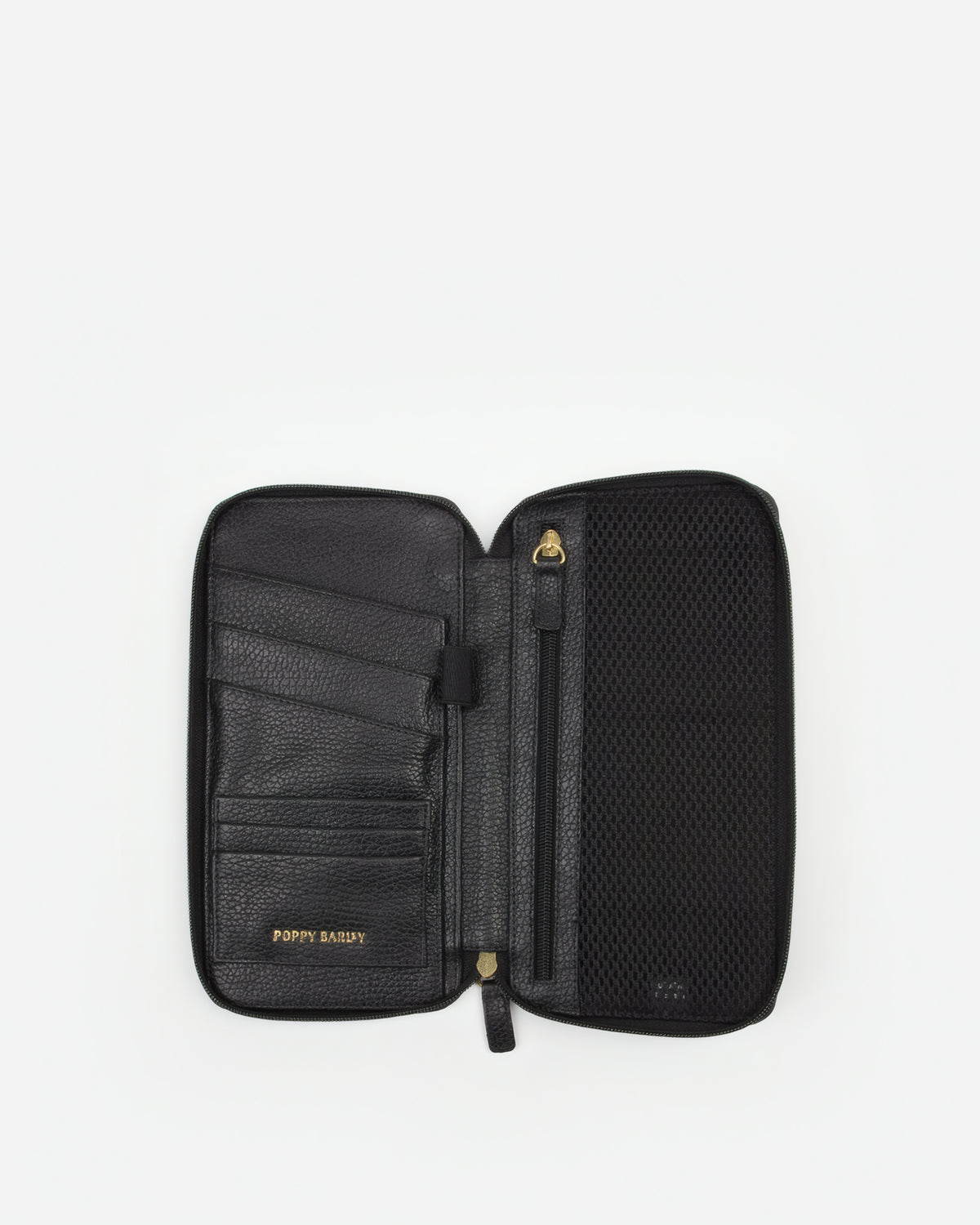 The Flying Solo Passport Holder Black Micro Pebble