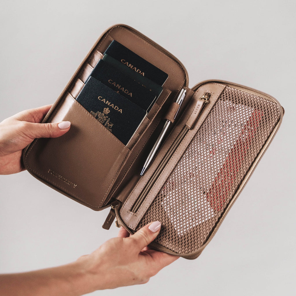 The Four Person Family Passport Holder Black Micro Pebble