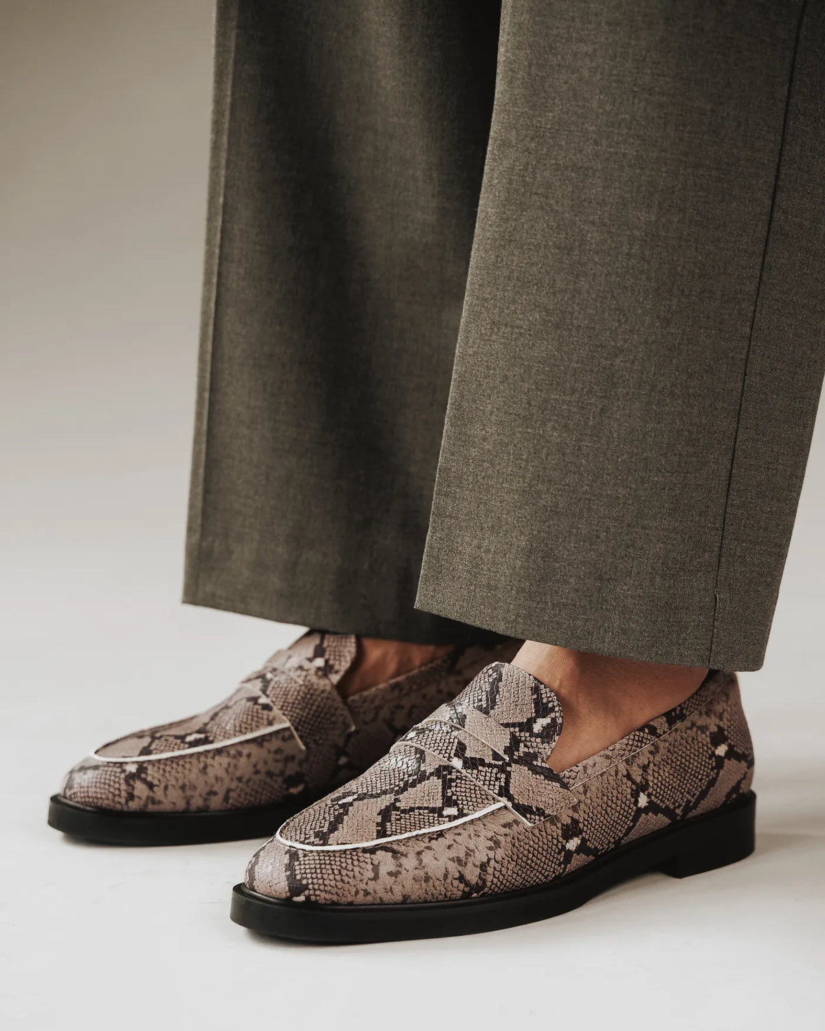The Milan Loafer Taupe Snake