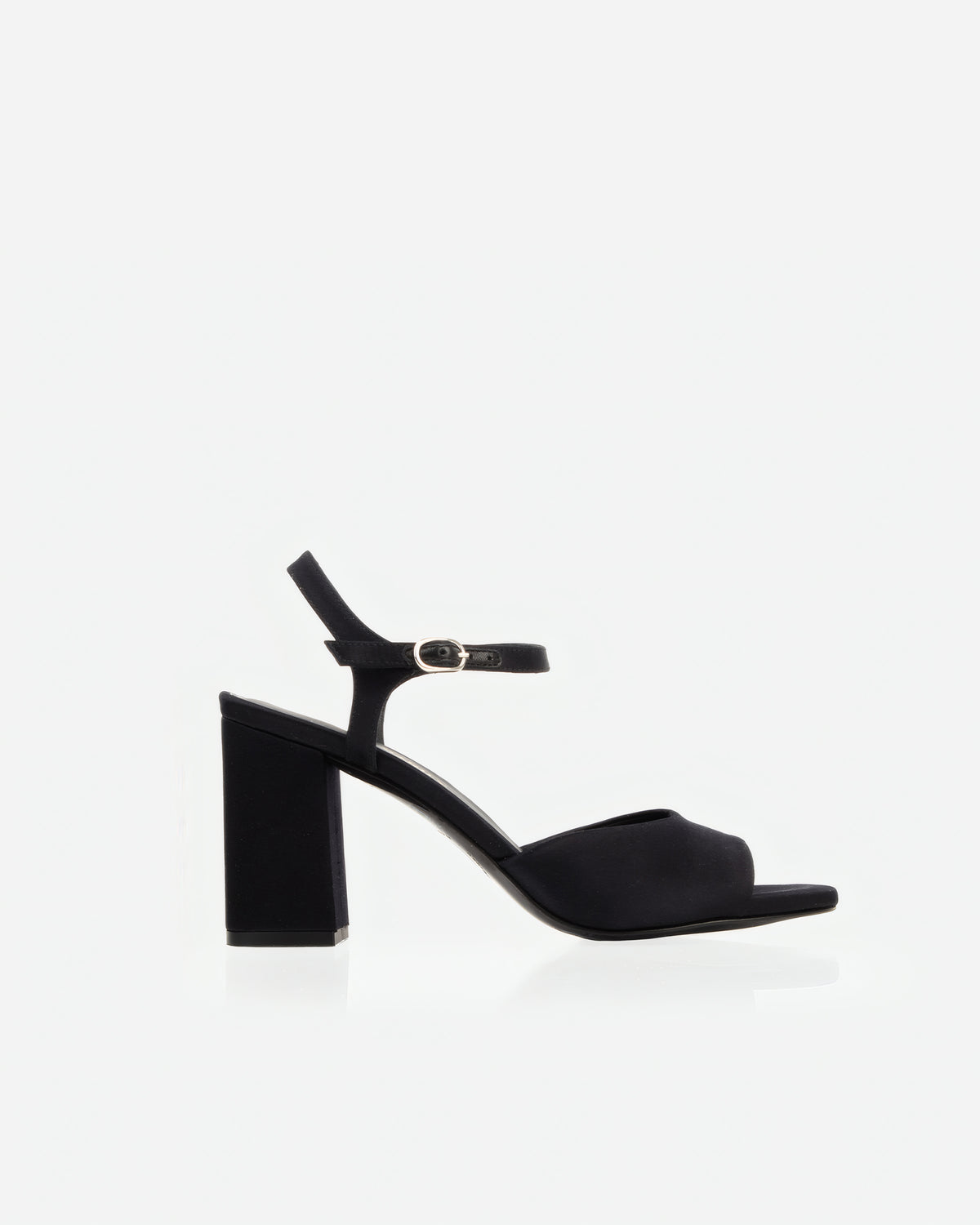 The Monica Heeled Sandal Black Satin