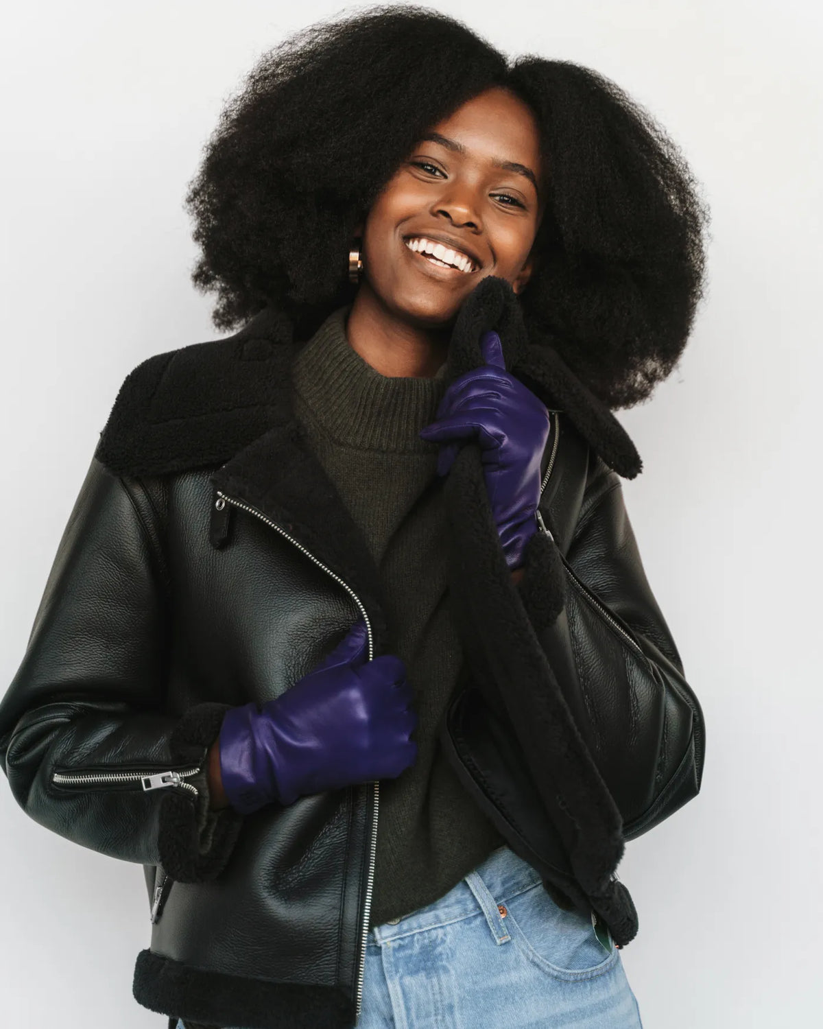 The Sleek Leather Glove Royal Blue