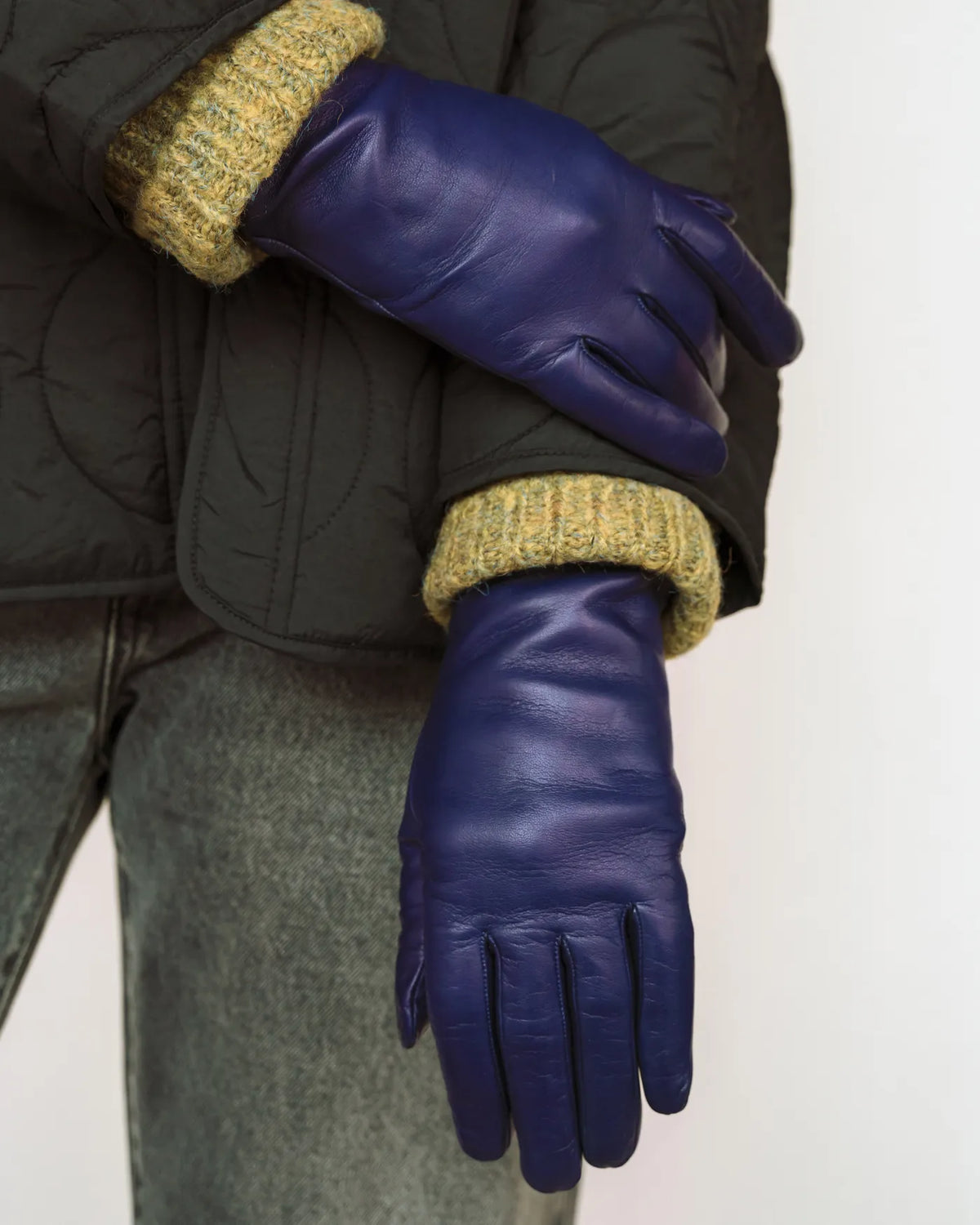 The Sleek Leather Glove Royal Blue