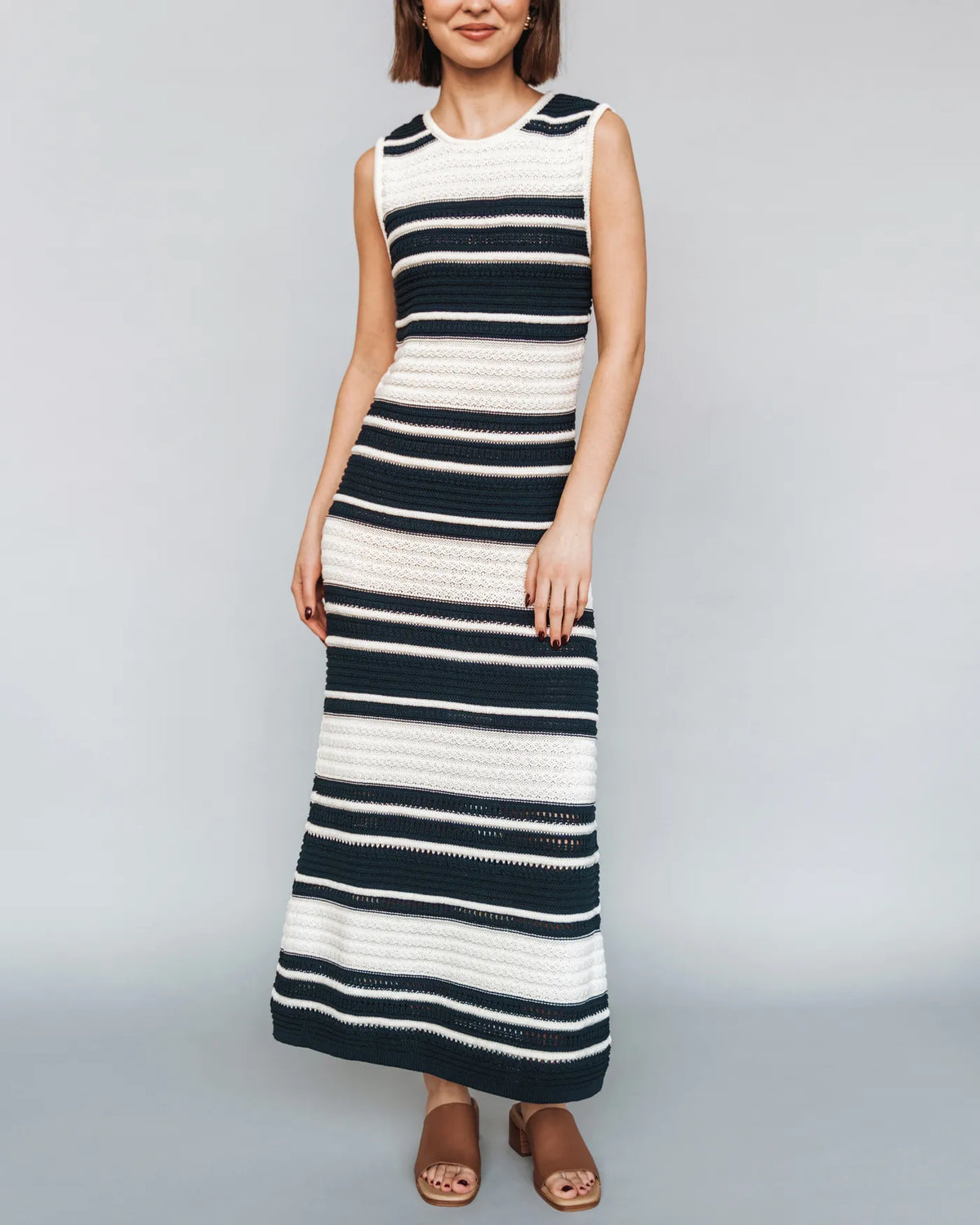 The Sunset Dress Navy Stripe