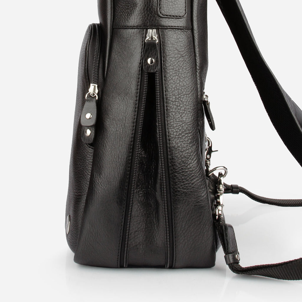 The Backpack in Black Pebble Leather - black leather commuter backpack - Poppy Barley