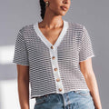 The Beach House Cardigan Black Stripe