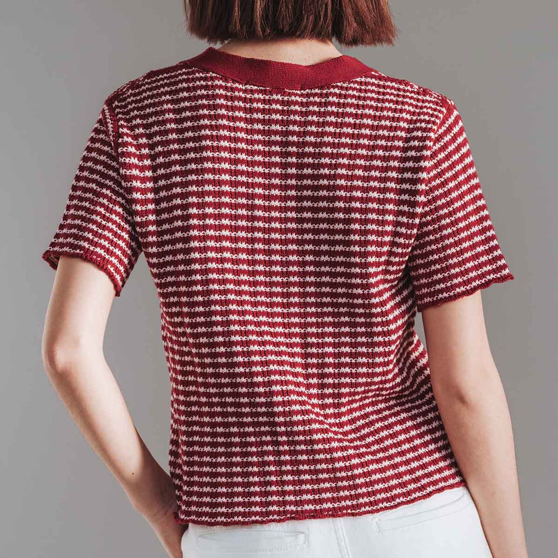 The Beach House Cardigan Cherry Stripe