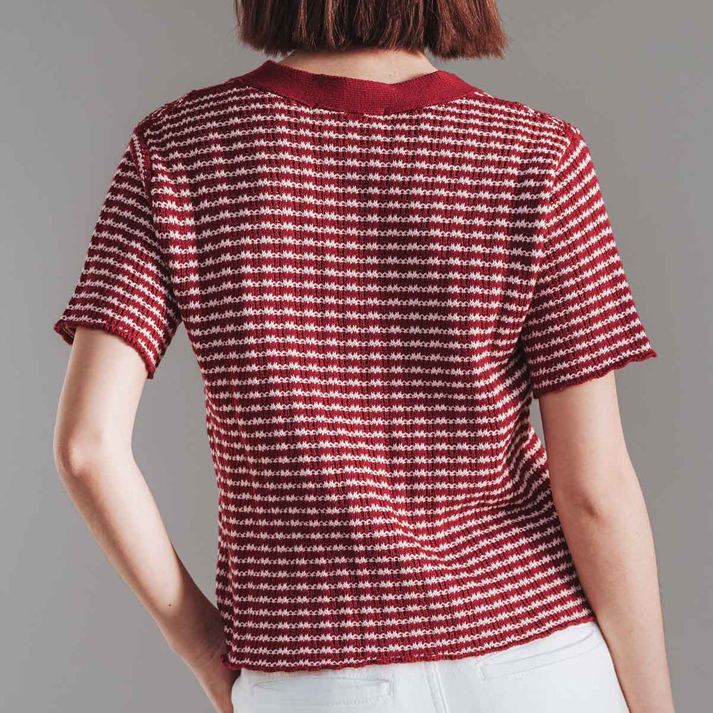 The Beach House Cardigan Cherry Stripe