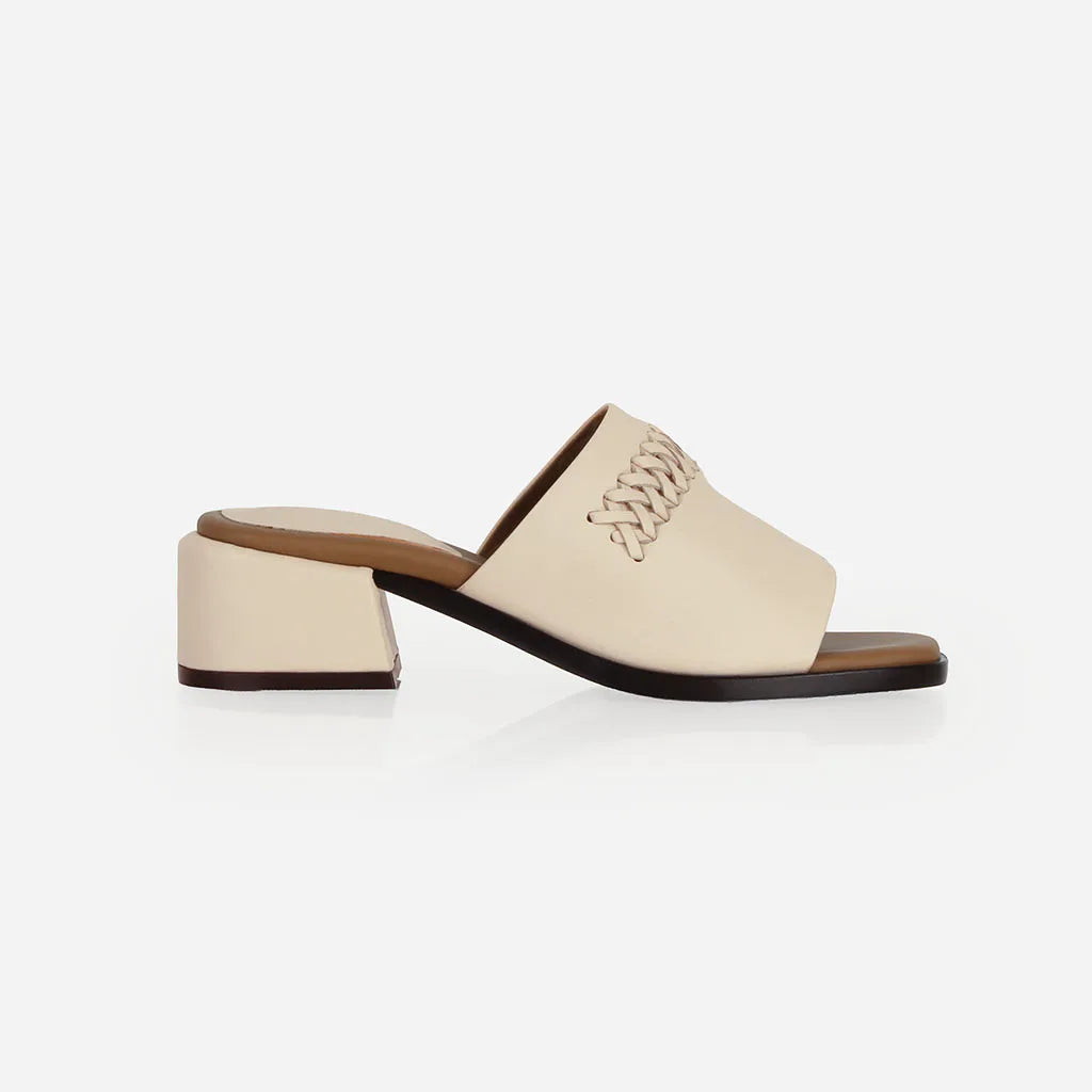 The Bohème Heeled Sandal Oat Milk