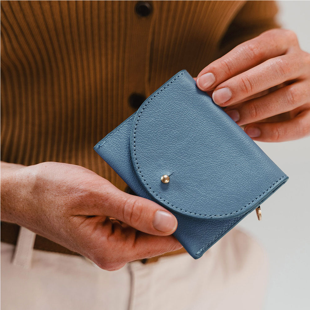 The Cardholder Faded Denim Micro Pebble