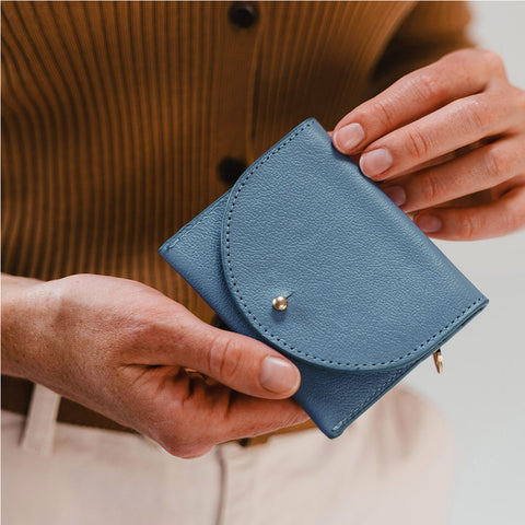 The Cardholder Faded Denim Micro Pebble