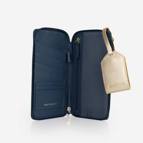 The Flying Solo Passport holder & Slim Luggage Tag Set Pacific & Champagne