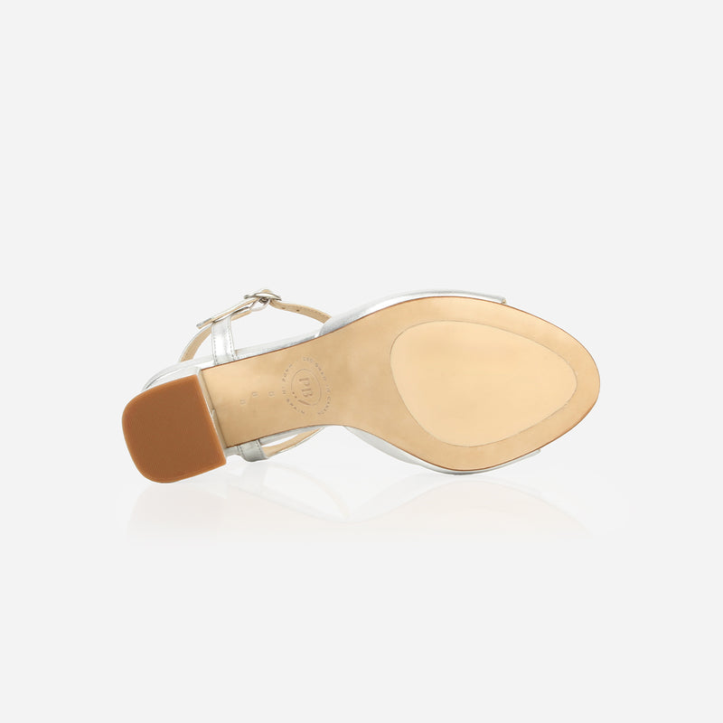The Monica Heeled Sandal Silver