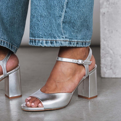 The Monica Heeled Sandal Silver