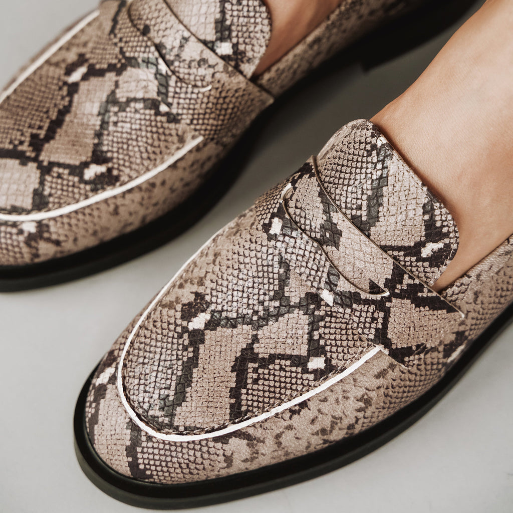 The Milan Loafer Taupe Snake