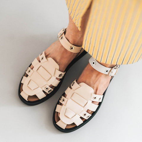 The Beachcomber Sandal Oat Milk and Silver