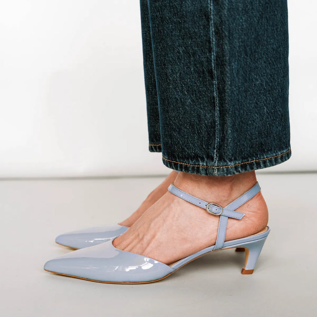 The Claire Kitten Heel Horizon Blue Patent