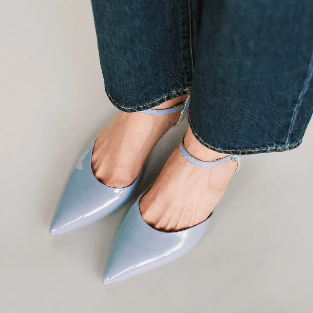 The Claire Kitten Heel Horizon Blue Patent
