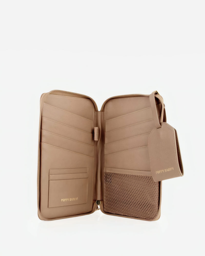 The Six Person Passport holder & Slim Luggage Tag Set Biscotti