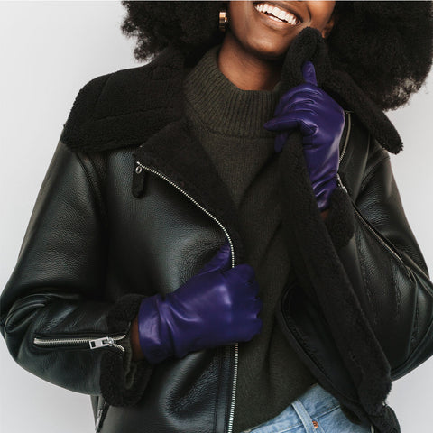 The Sleek Leather Glove Royal Blue