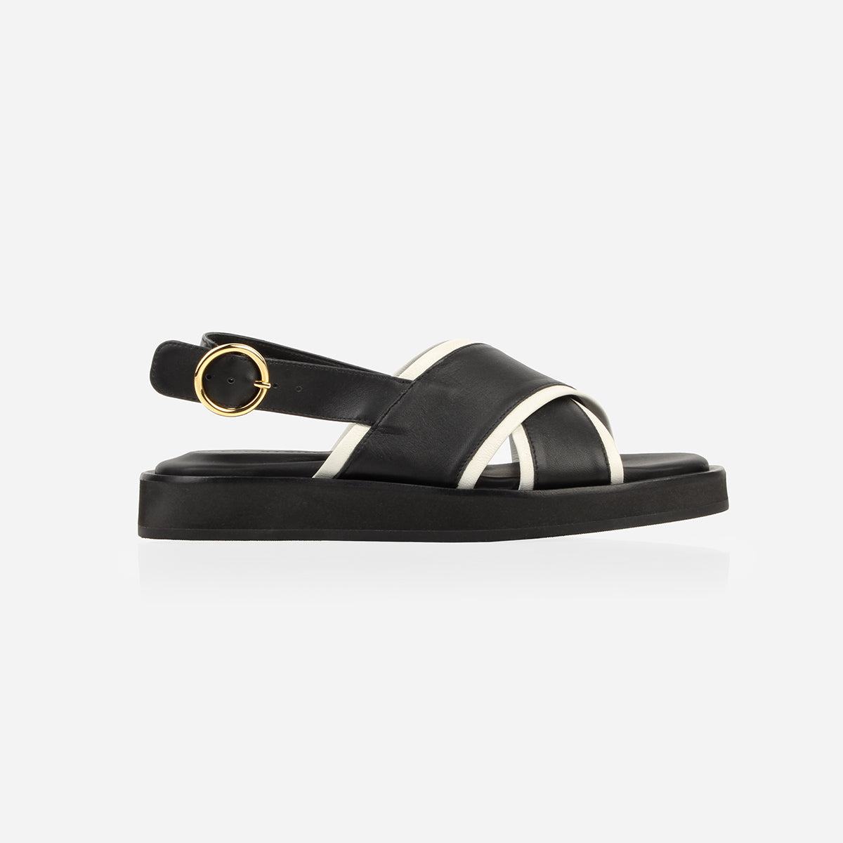 The Sunday Sandal Black & Panna Cotta