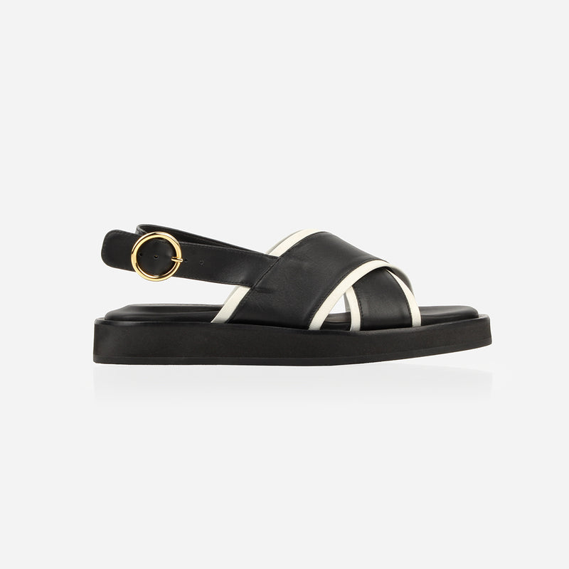 The Sunday Sandal Black & Panna Cotta
