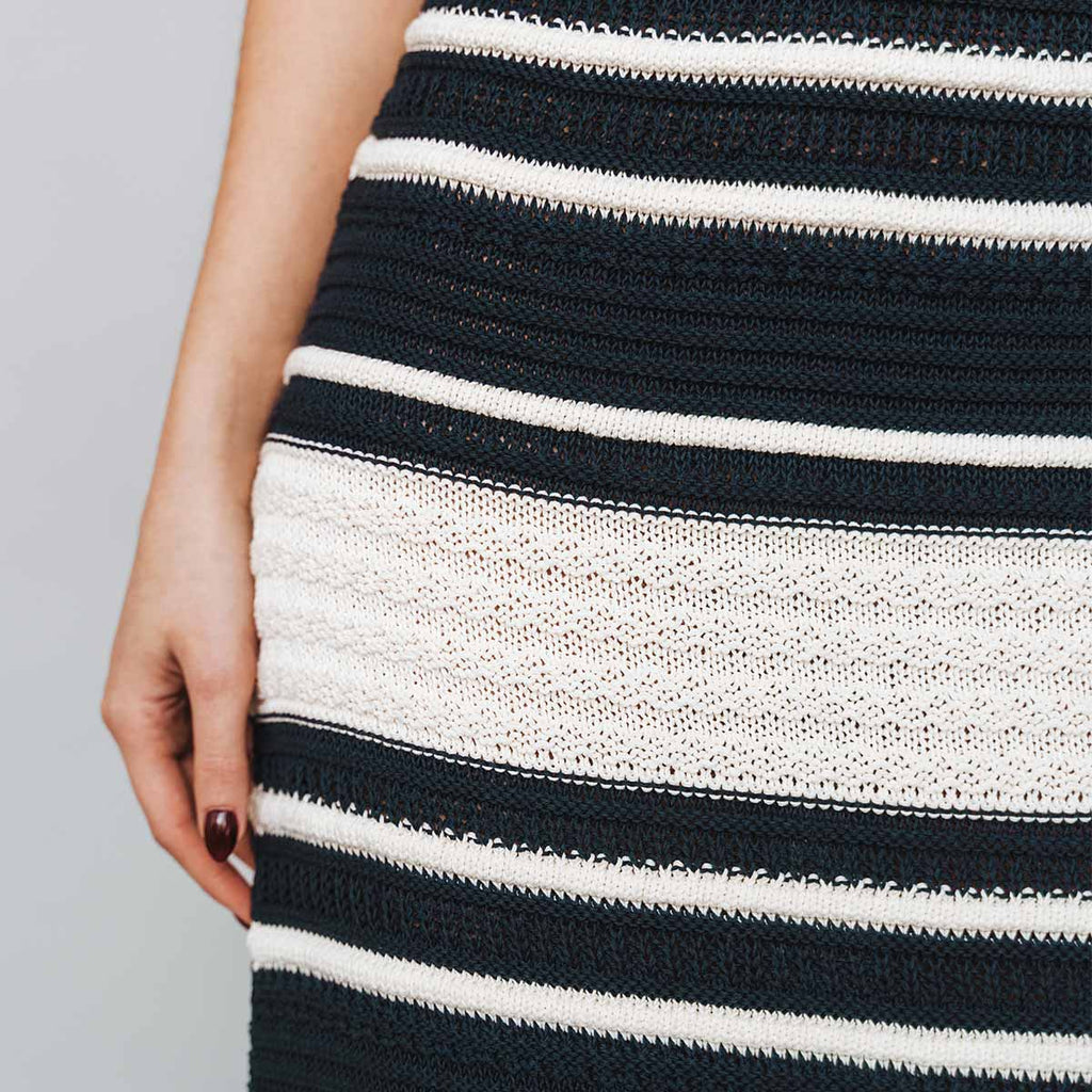 The Sunset Dress Navy Stripe