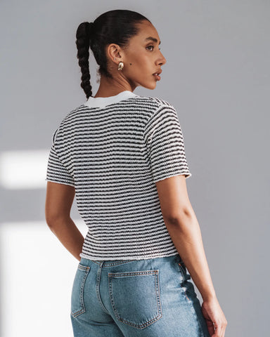 The Beach House Cardigan Black Stripe
