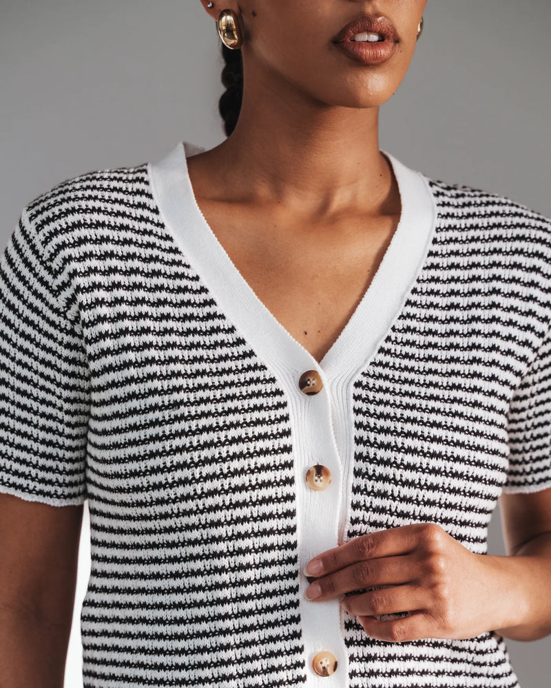 The Beach House Cardigan Black Stripe
