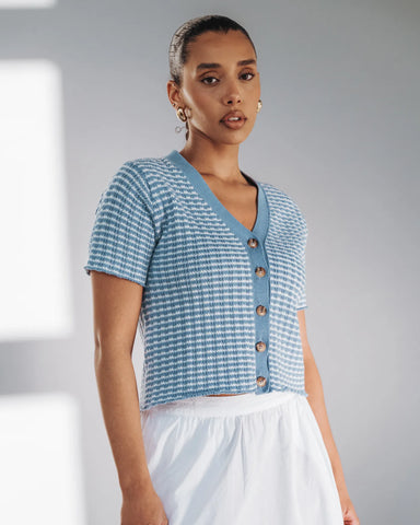 The Beach House Cardigan Sea Breeze Stripe