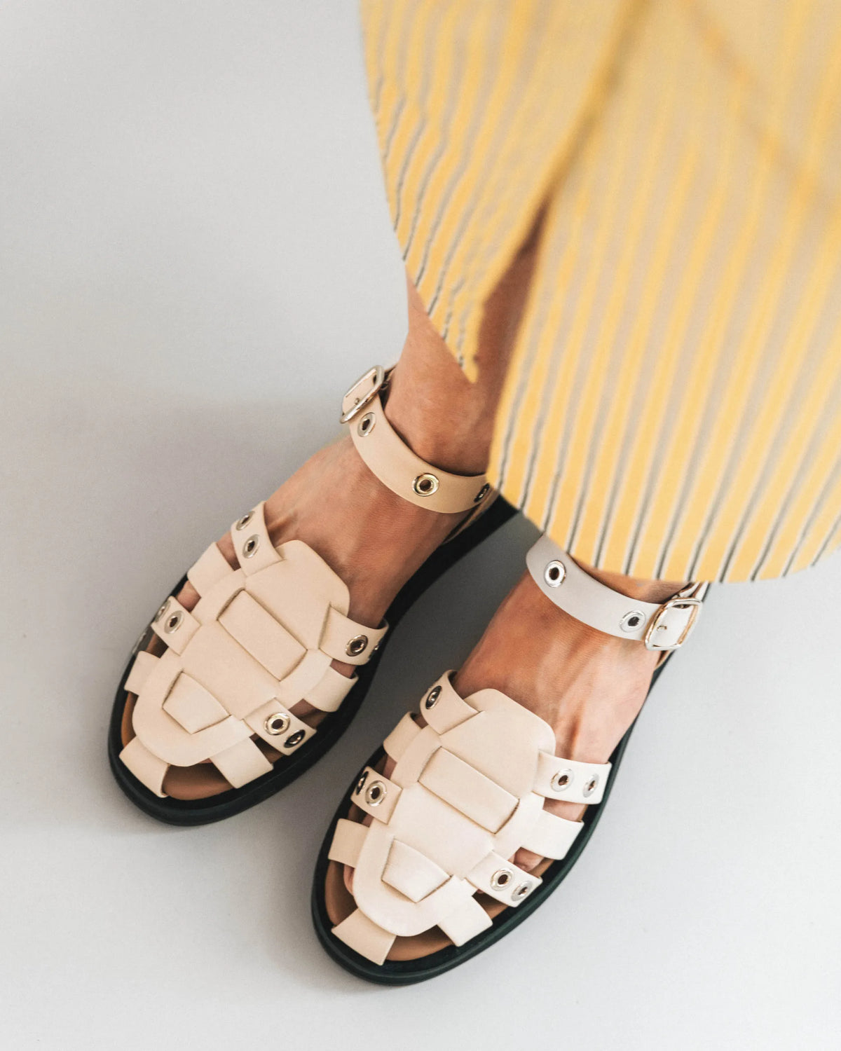 The Beachcomber Sandal Oat Milk and Silver