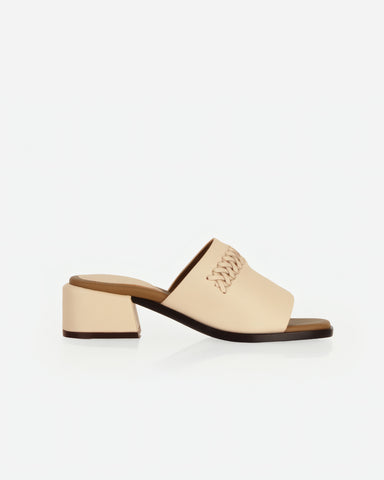 The Bohème Heeled Sandal Oat Milk