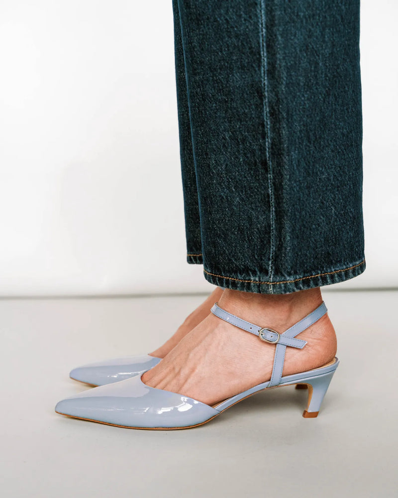 The Claire Kitten Heel Horizon Blue Patent