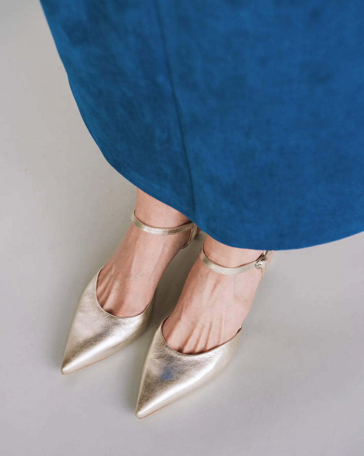 The Claire Kitten Heel Silver Crinkle