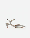 The Claire Kitten Heel Silver Crinkle