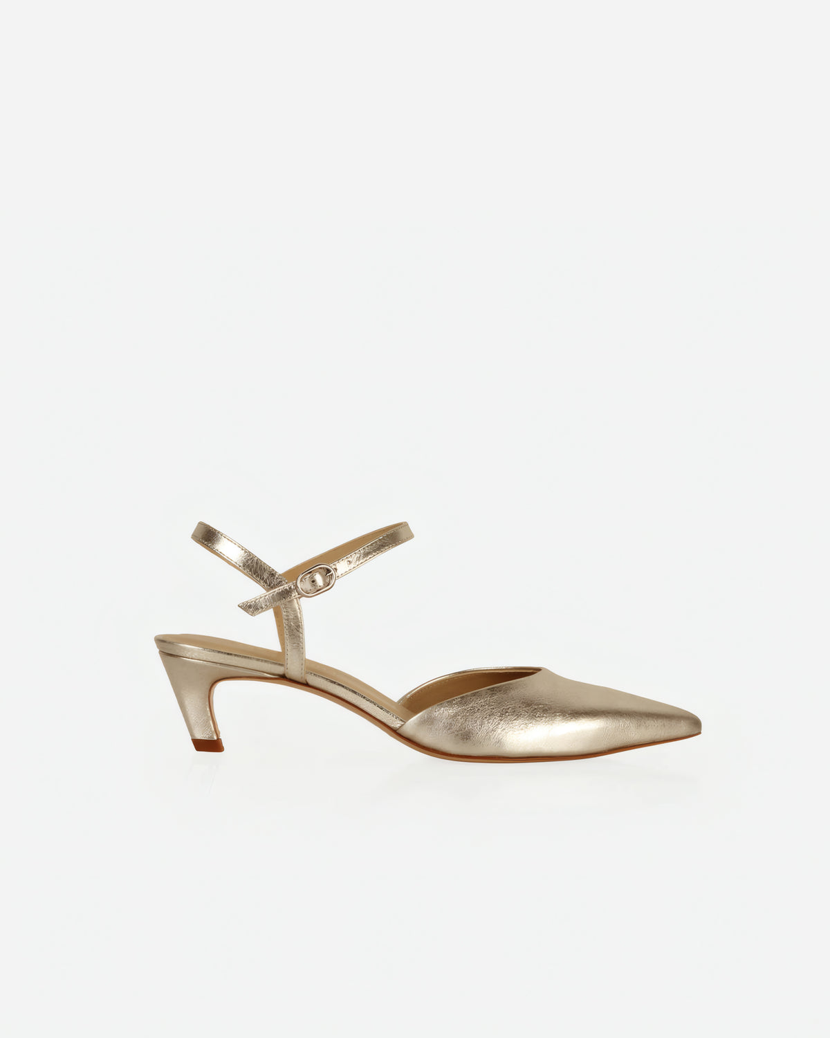 The Claire Kitten Heel Silver Crinkle