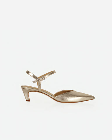 The Claire Kitten Heel Silver Crinkle