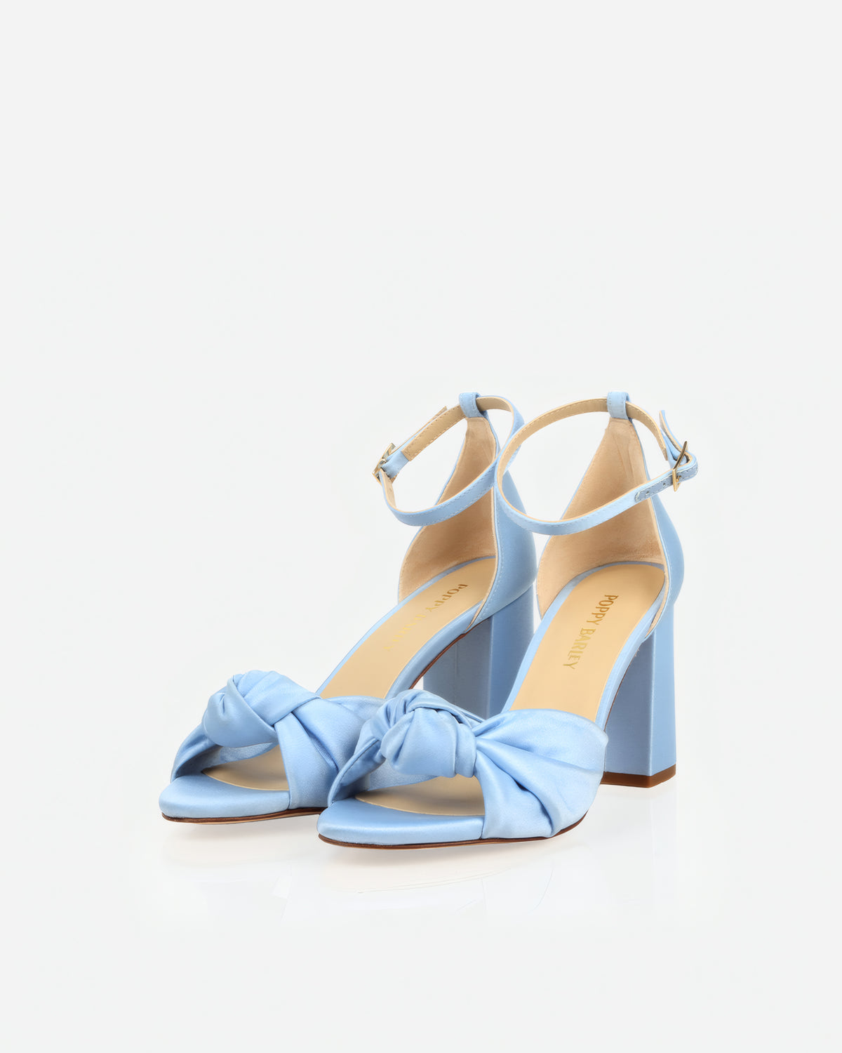 The Esther Heeled Sandal Blue Satin