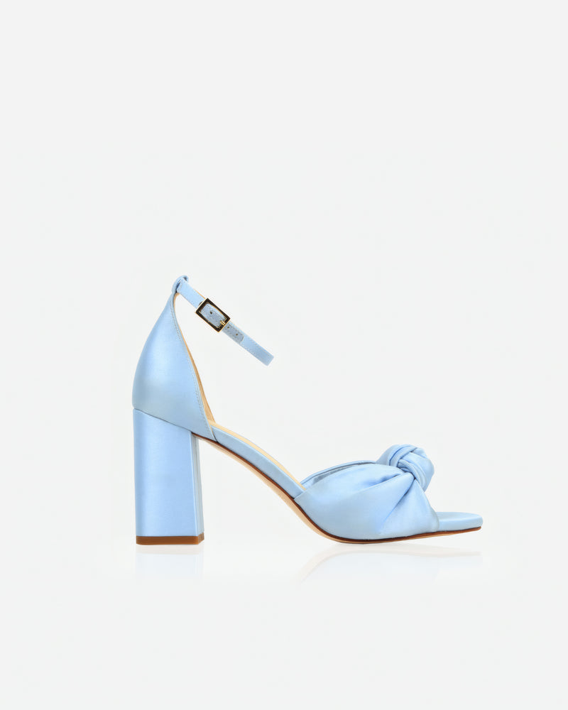 The Esther Heeled Sandal Blue Satin