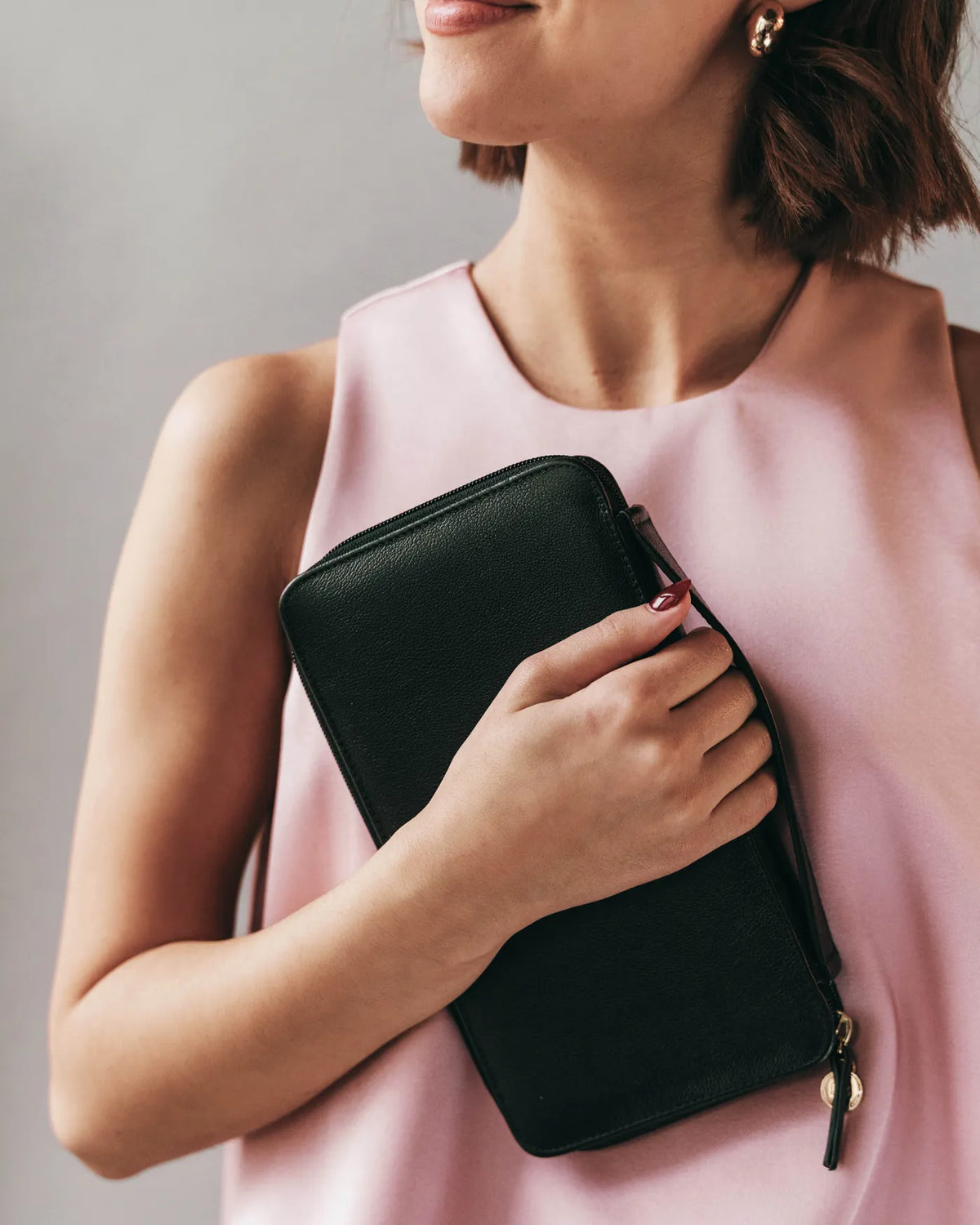 The Flying Solo Passport Holder Black Micro Pebble