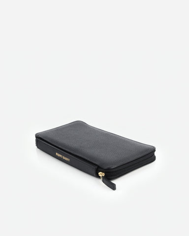 The Four Person Family Passport Holder Black Micro Pebble